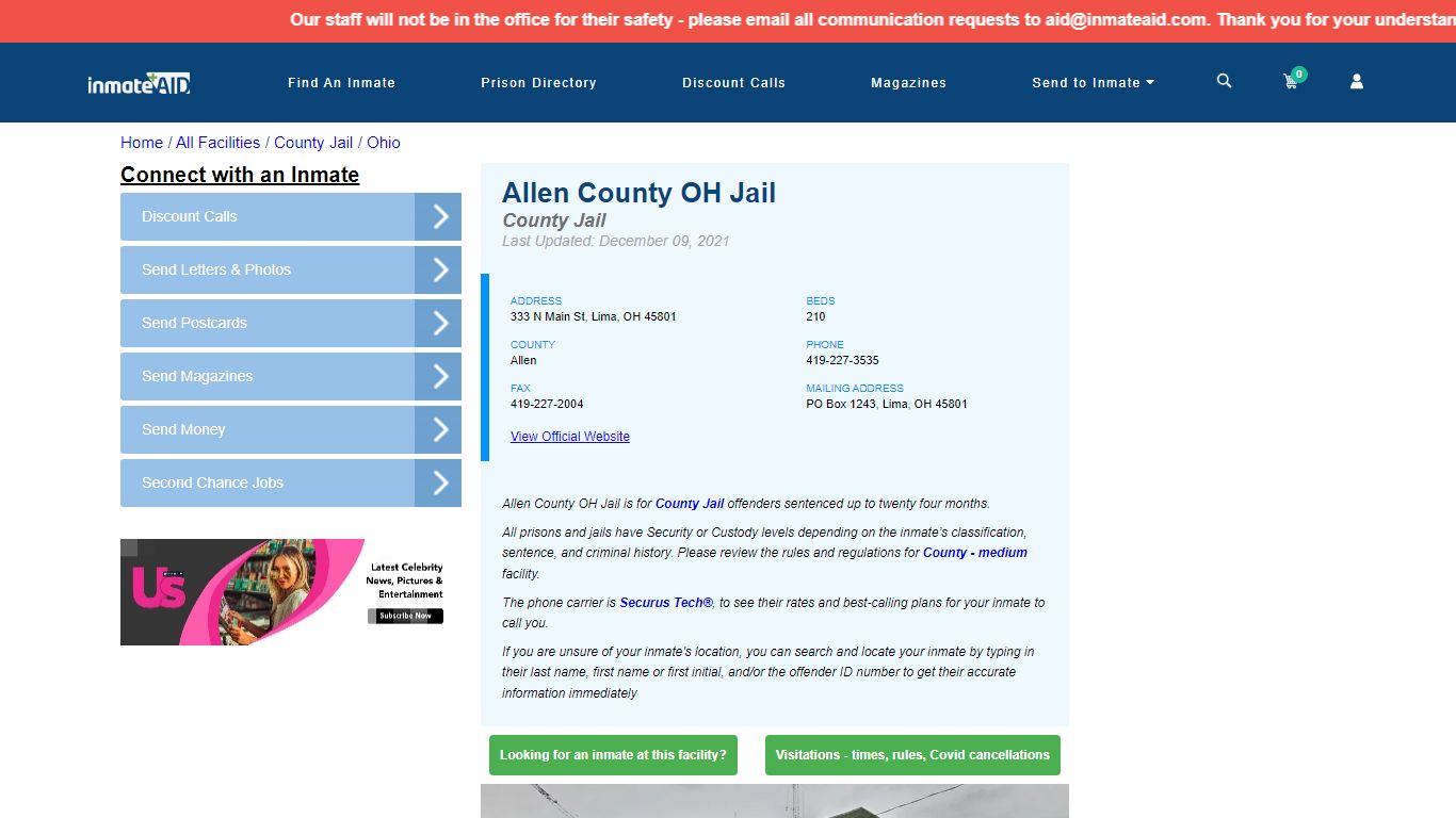 Allen County OH Jail - Inmate Locator - Lima, OH