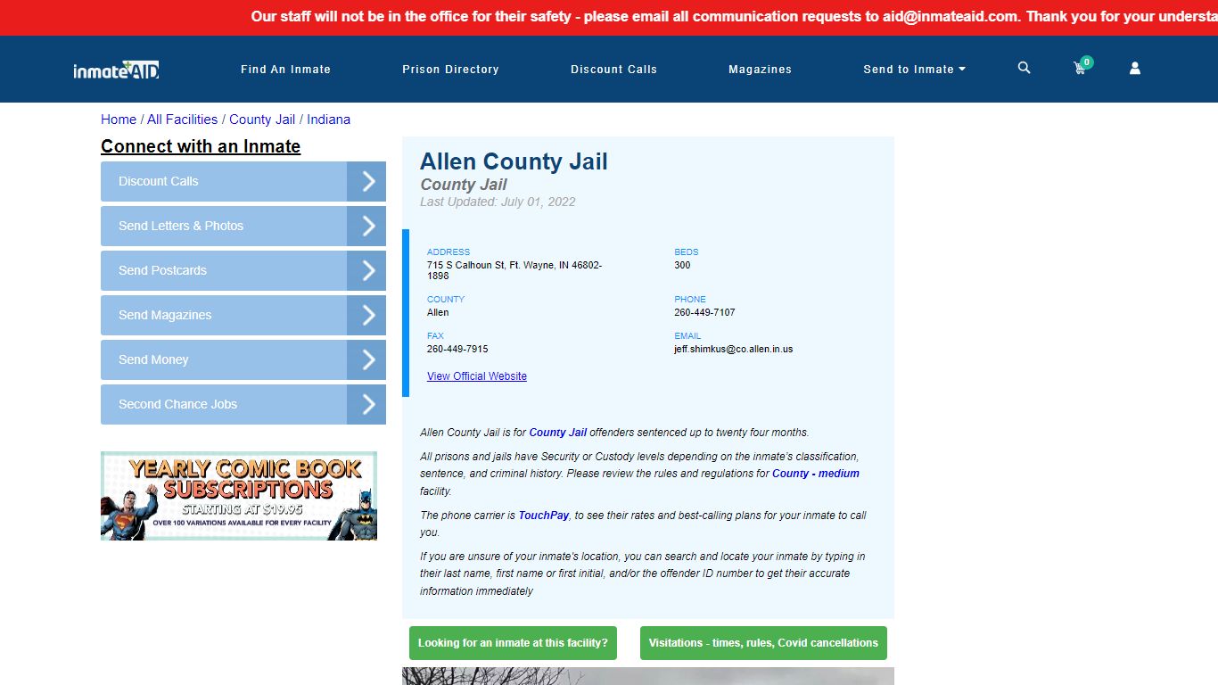 Allen County Jail - Inmate Locator - Ft. Wayne, IN