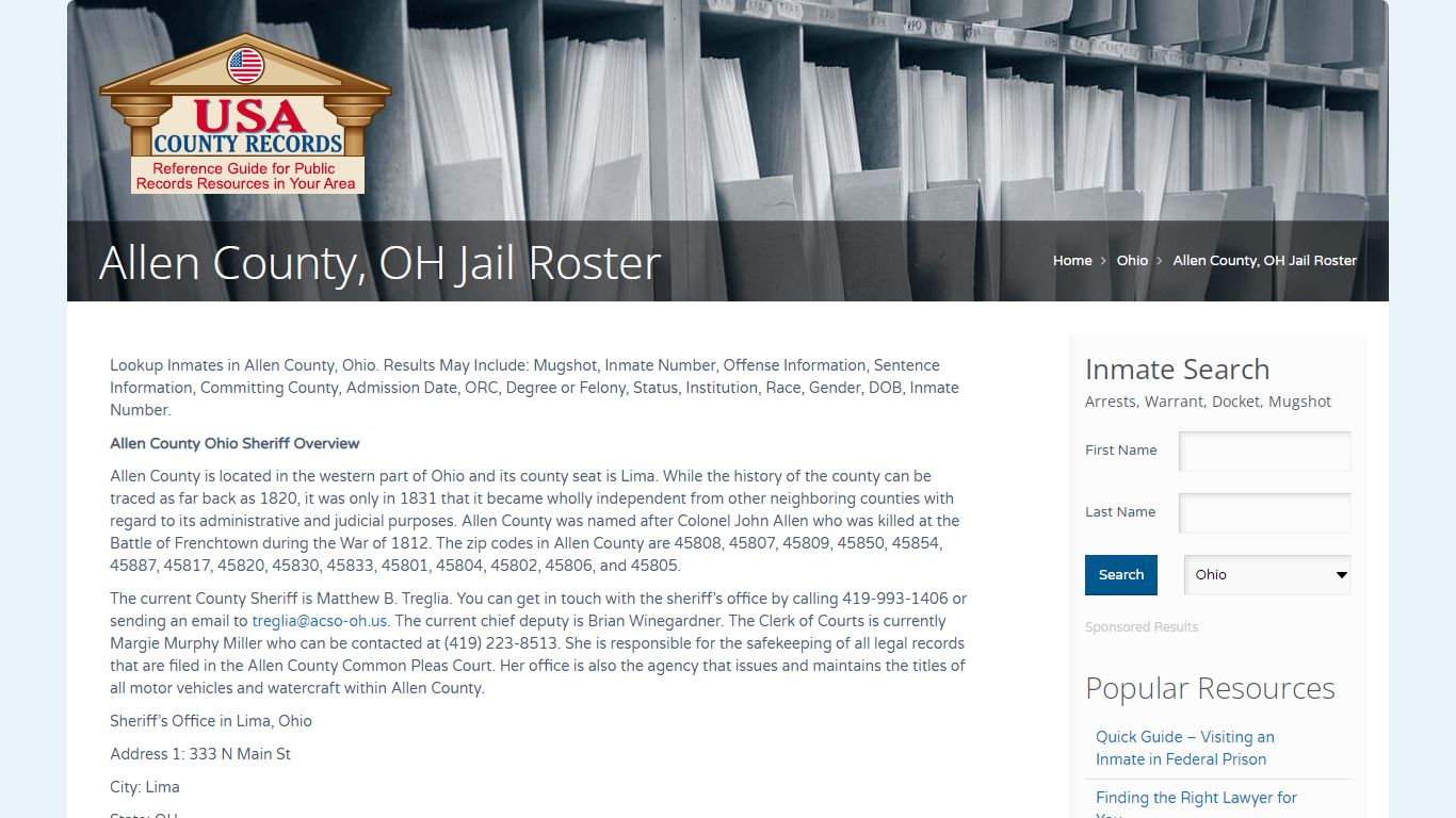 Allen County, OH Jail Roster | Name Search